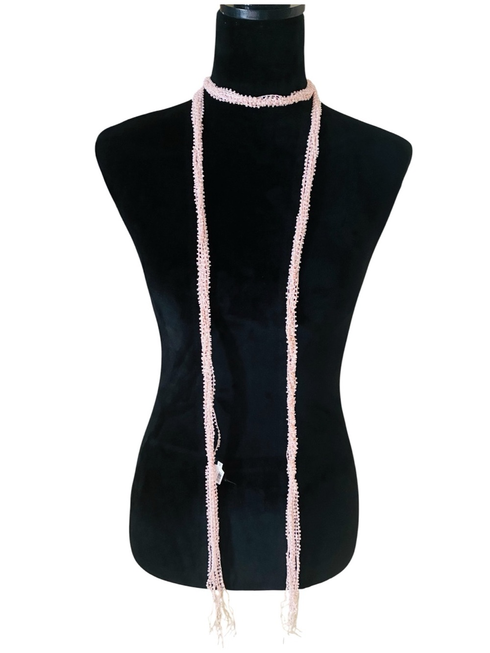 NWT Free People Sara Wrap Pink Beaded Long Scarf Necklace Y2K $68 Retail